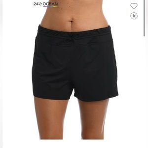 LIKE NEW! 24th & OCEAN SWIM SHORTS W BIKINI LINER -TIE WAIST - HOLDS SHAPE WET!